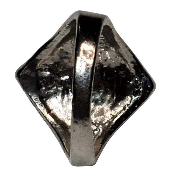 Silver Tone Ring Sz 10 Unsigned Light Blue Cabochon Chunky - Picture 5 of 5